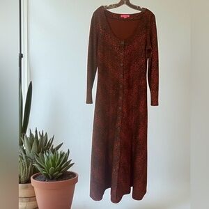 Betsey Johnson NWOT  Long Sleeve Animal Print Blood Red and Blk Dress XL Drop 1